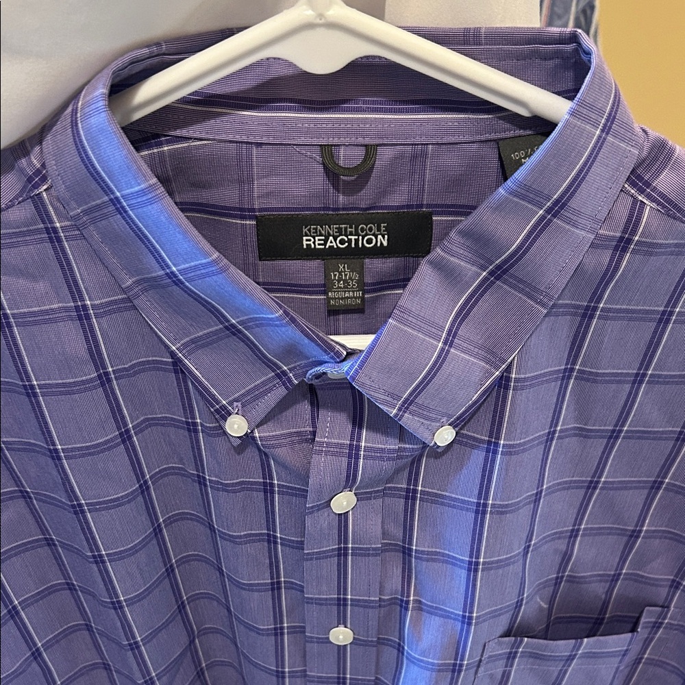 Kenneth Cole Reaction Men's Purple Checkered Shirt